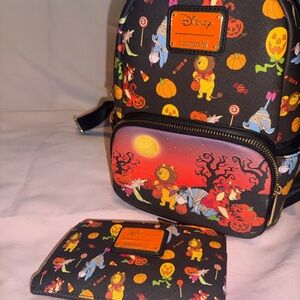 Loungefly Disney Winnie the Pooh Trick or treat Backpack + Wallet Set